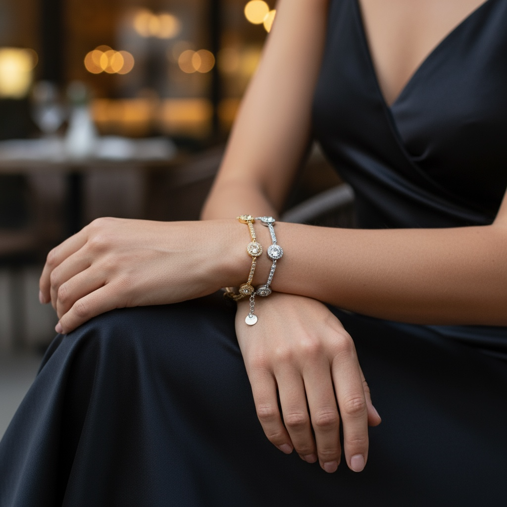 Starlight – Ατσάλινο Βραχιόλι με Ζιργκόν & Στρας - So Cute by Dimi