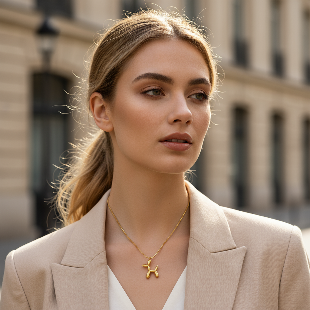 Κολιέ από ατσάλι με balloon dog charm σε χρυσό και ασημί – So Cute by Dimi