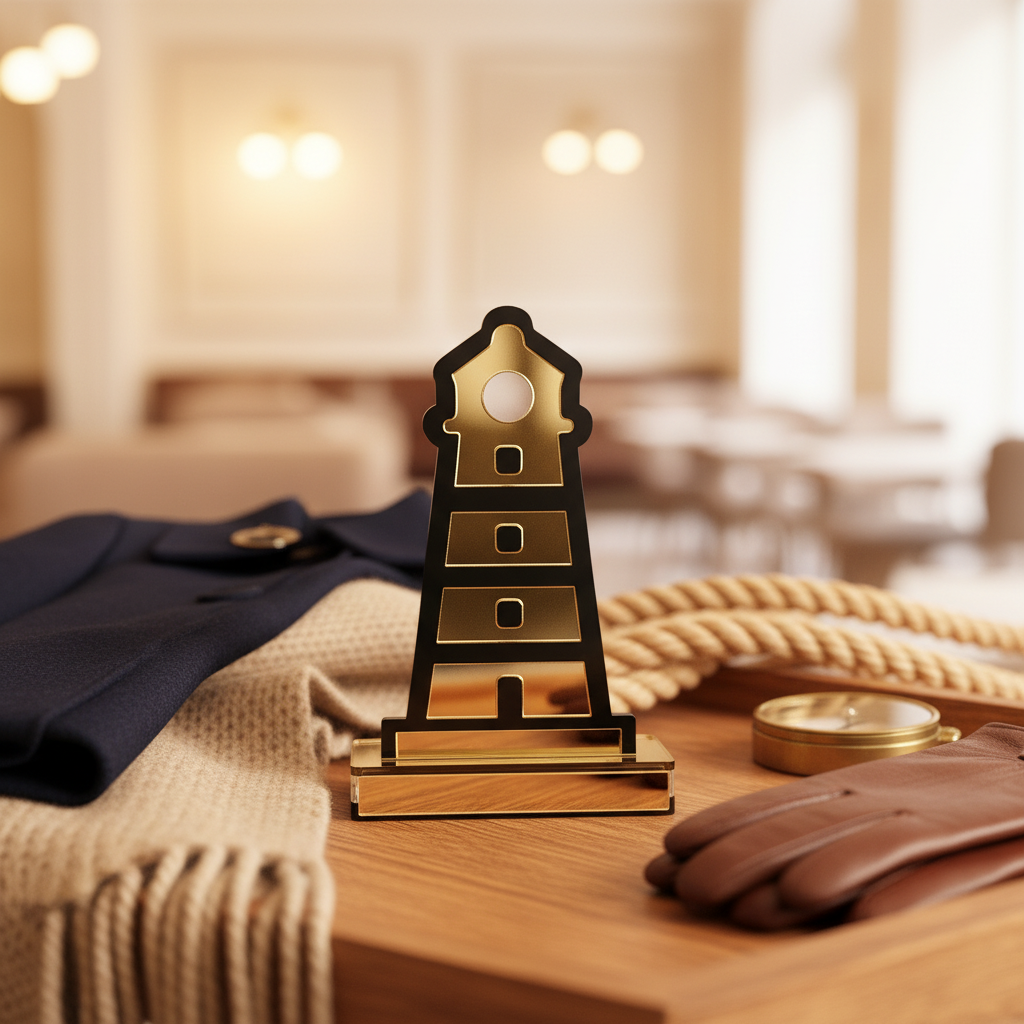 Διακοσμητικός φάρος από plexiglass καθρέφτη και μαύρο ακρυλικό σε acrylic βάση, So Cute by Dimi