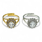 Ατσάλινο δαχτυλίδι Crystal Bloom με ζιργκόν halo σε χρυσό και ασημί – So Cute by Dimi