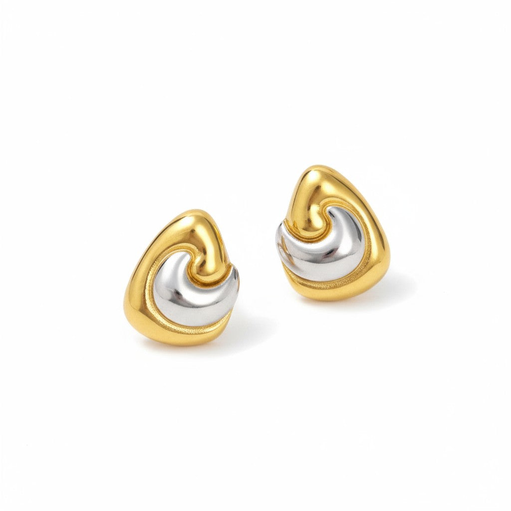 Ατσάλινα σκουλαρίκια Abstract Swirl σε χρυσό, ασημί και διχρωμία