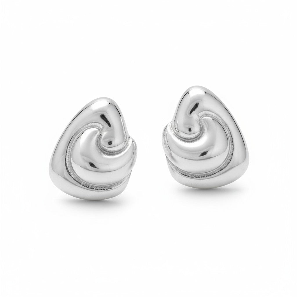 Ατσάλινα σκουλαρίκια Abstract Swirl σε χρυσό, ασημί και διχρωμία