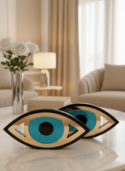 Επιτραπέζιο γούρι μάτι από μαύρο και χρυσό plexiglass καθρέφτη με τυρκουάζ καθρέφτη – So Cute by Dimi