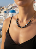 Κολιέ με lampwork γυάλινες χάντρες μάτι – So Cute by Dimi