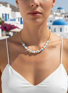 Κολιέ με lampwork γυάλινες χάντρες μάτι – So Cute by Dimi