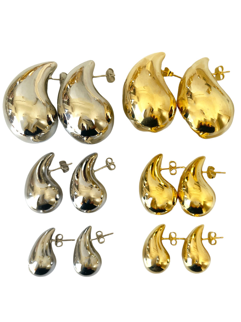 Μεταλλικά σκουλαρίκια σταγόνα σε 4 μεγέθη - So Cute by Dimi