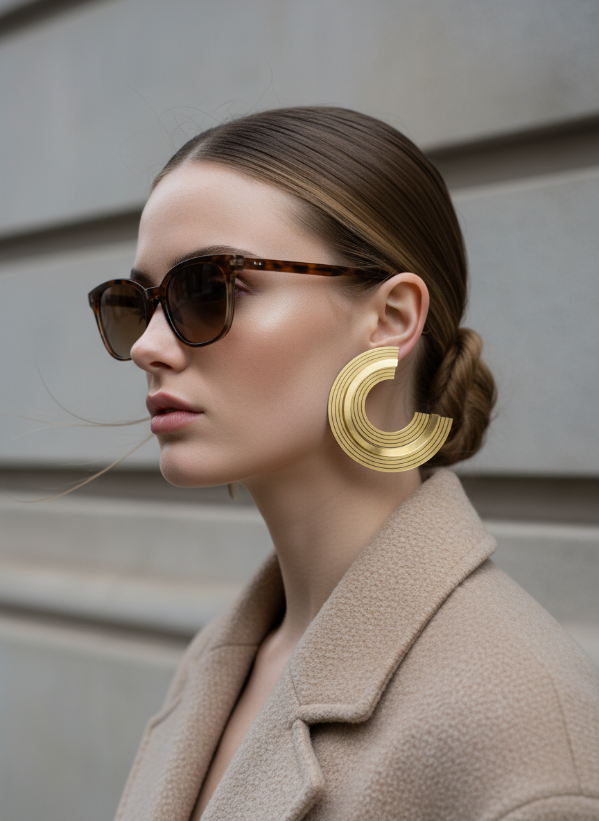 Cecilia earrings – ανάγλυφα plexiglass σκουλαρίκια 3/4 κύκλος, ματ & καθρέφτης – So Cute by Dimi