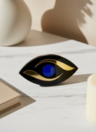 Χειροποίητο γούρι μάτι MYRTO CHARM από plexiglass με καμπυλωτά χρυσά φύλλα καθρέφτη,So Cute by Dimi