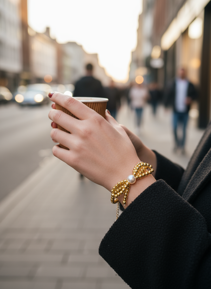 Χειροποίητο βραχιόλι με πέρλα και φιογκάκι από αιματίτη – Irene Bracelet – So Cute by Dimi