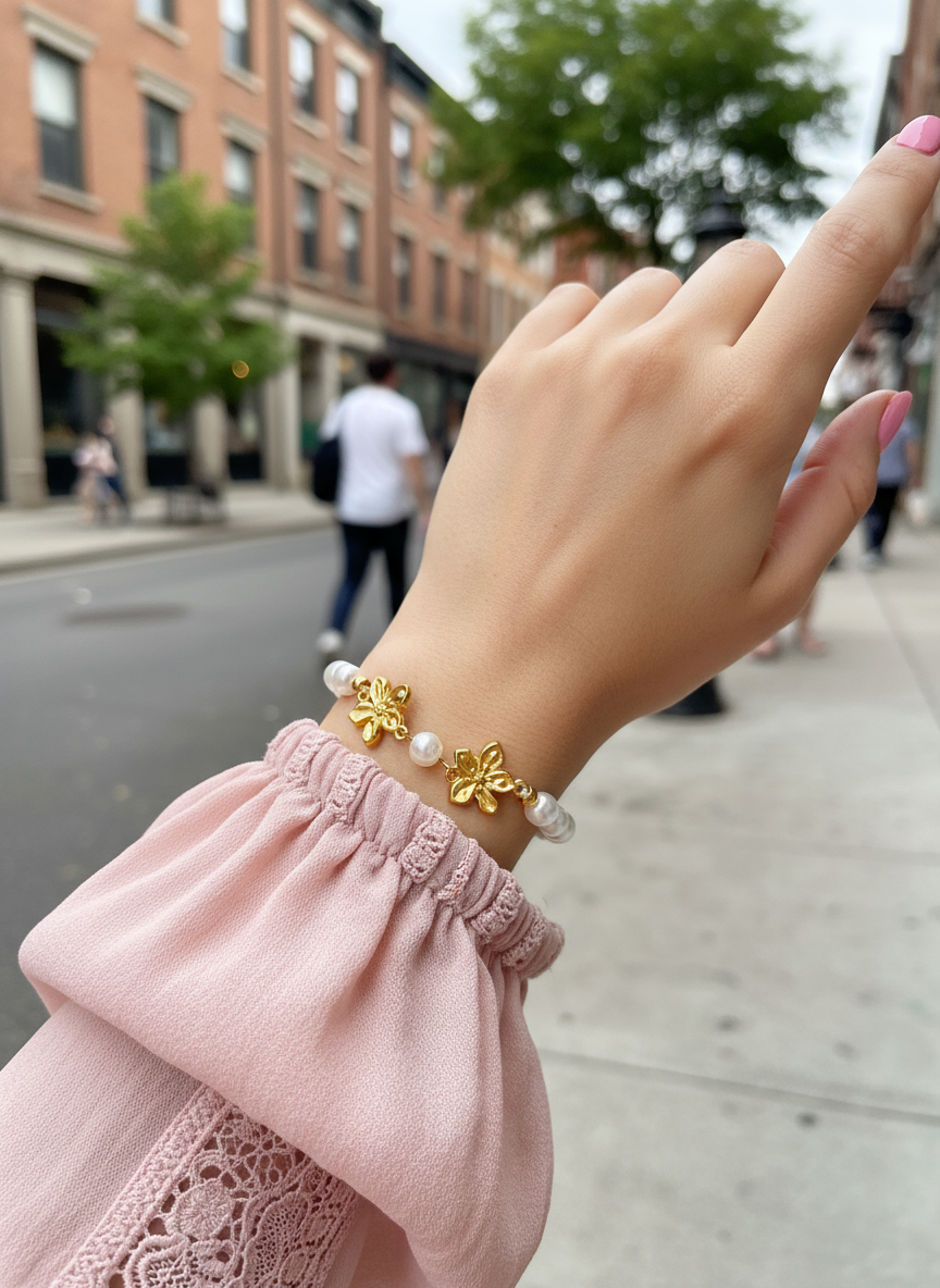 FLOWERS PEARL BRACELET - So Cute by Dimi