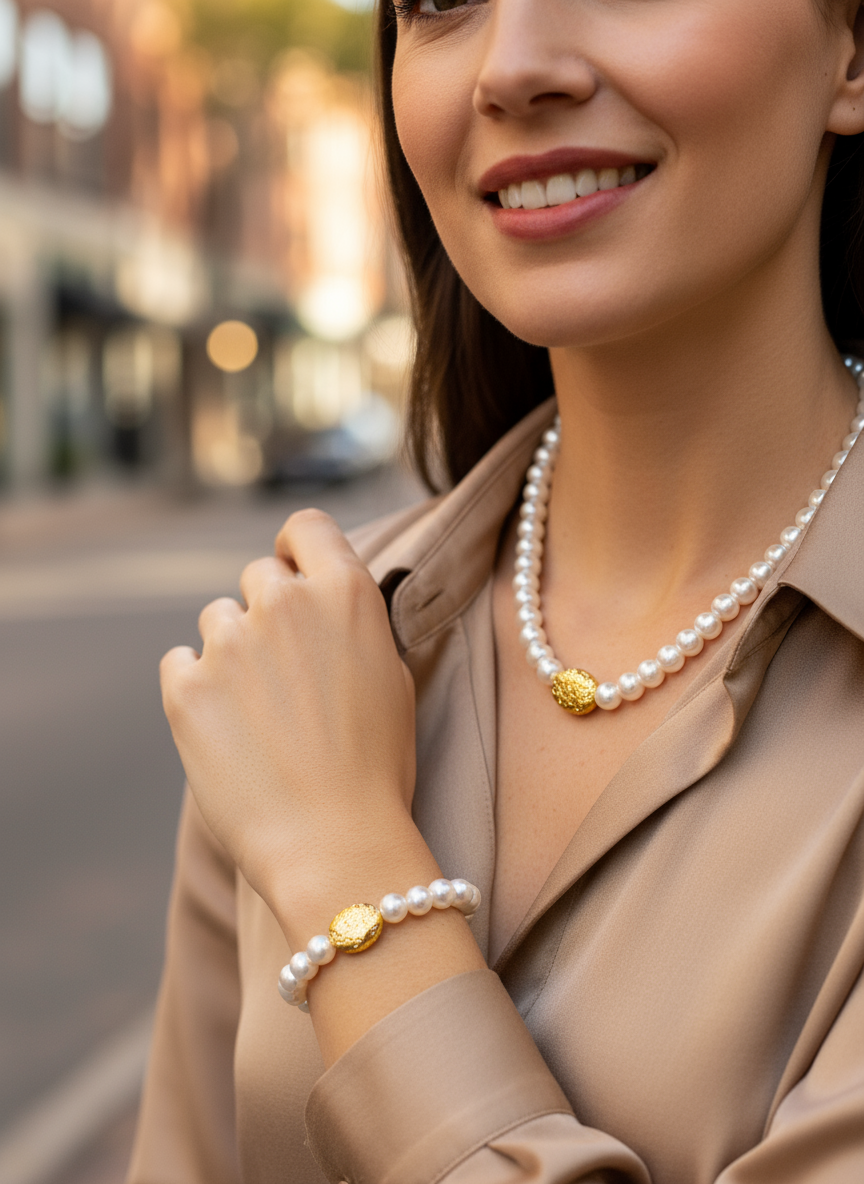 Goldy Pearls Necklace - So Cute by Dimi