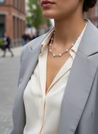 Χειροποίητο κολιέ με μεταλλικά σωληνάκια και γυάλινες πέρλες – Tenia Necklace – So Cute by Dimi