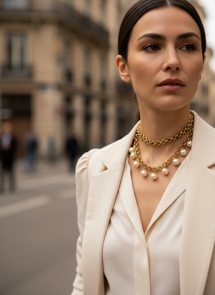 Χειροποίητο κολιέ με ατσάλινη αλυσίδα και κρεμαστές πέρλες – Kalisti Necklace – So Cute by Dimi