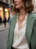 Χειροποίητο κολιέ με ατσάλινη αλυσίδα και κρεμαστές πέρλες – Kalisti Necklace – So Cute by Dimi