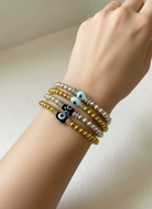 Χειροποίητο βραχιόλι με αιματίτη, στρας και lampwork μάτι – So Cute by Dimi