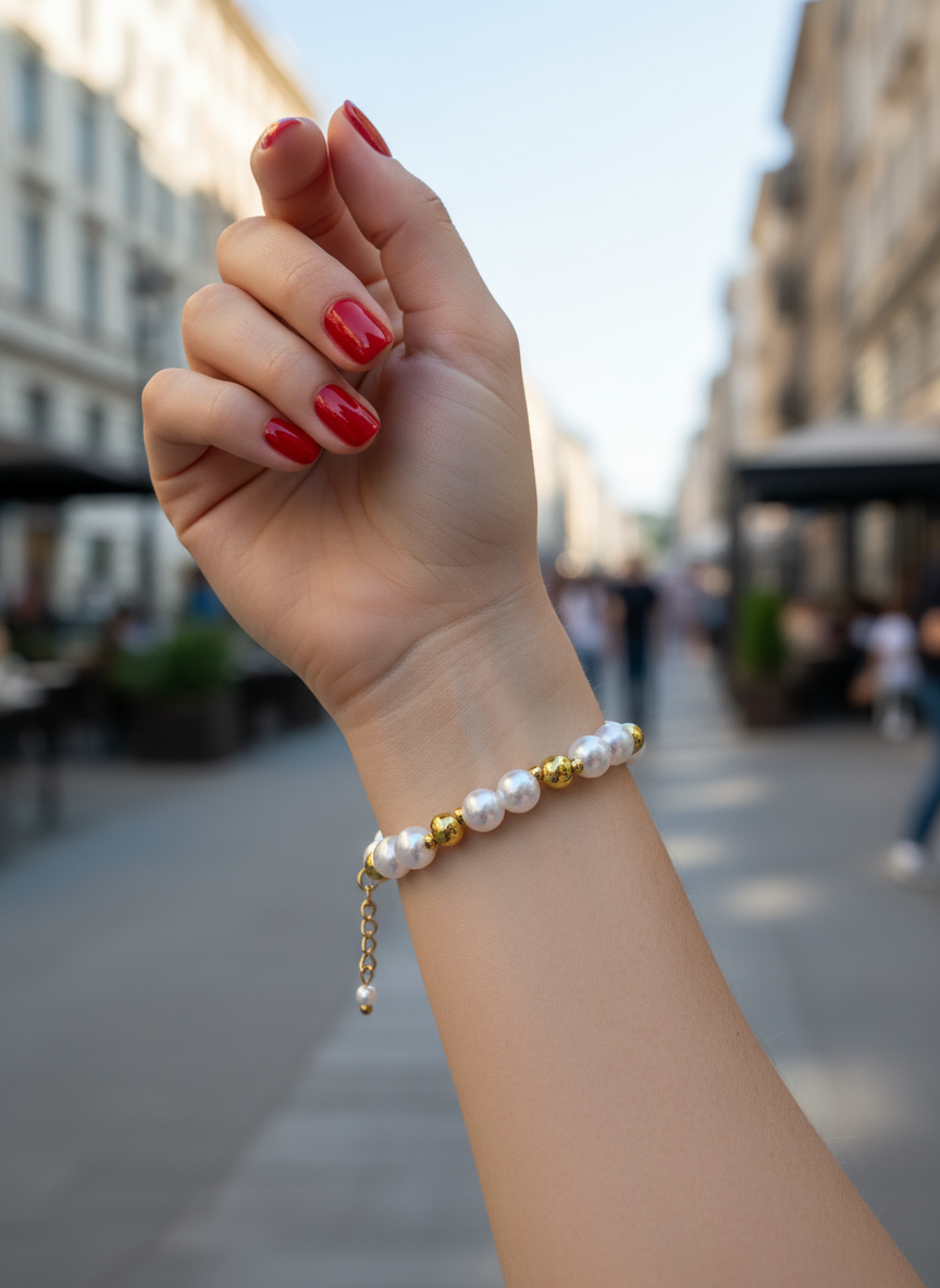 Βραχιόλι με πέρλες και μπίλιες αιματίτη - So Cute by Dimi