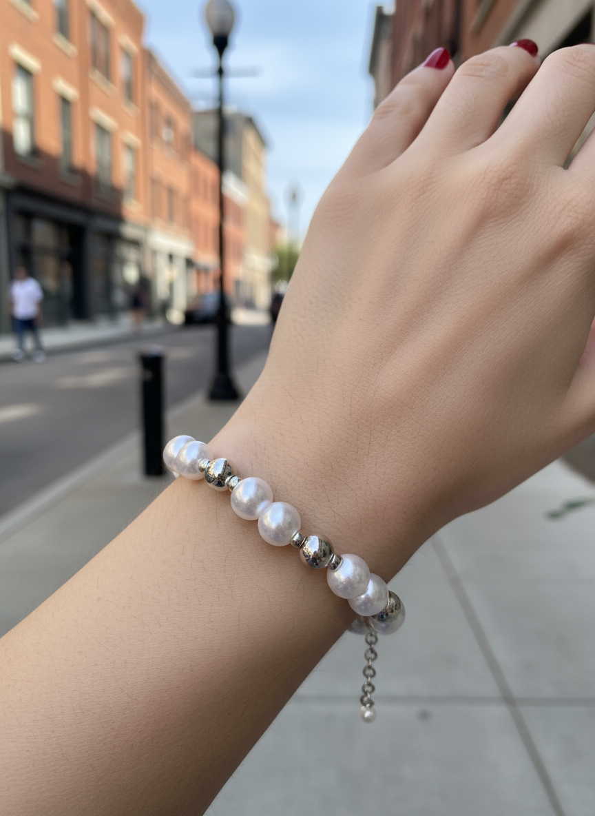 Βραχιόλι με πέρλες και μπίλιες αιματίτη - So Cute by Dimi
