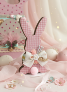 Ο ροζ καρώ λαγός - χειροποίητο πασχαλινό διακοσμητικό - So Cute by Dimi