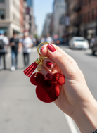 Χειροποίητο μπρελόκ ποντικιού από καθρέφτη plexiglass με διάτρητα αστέρια και φουντίτσα – So Cute by Dimi