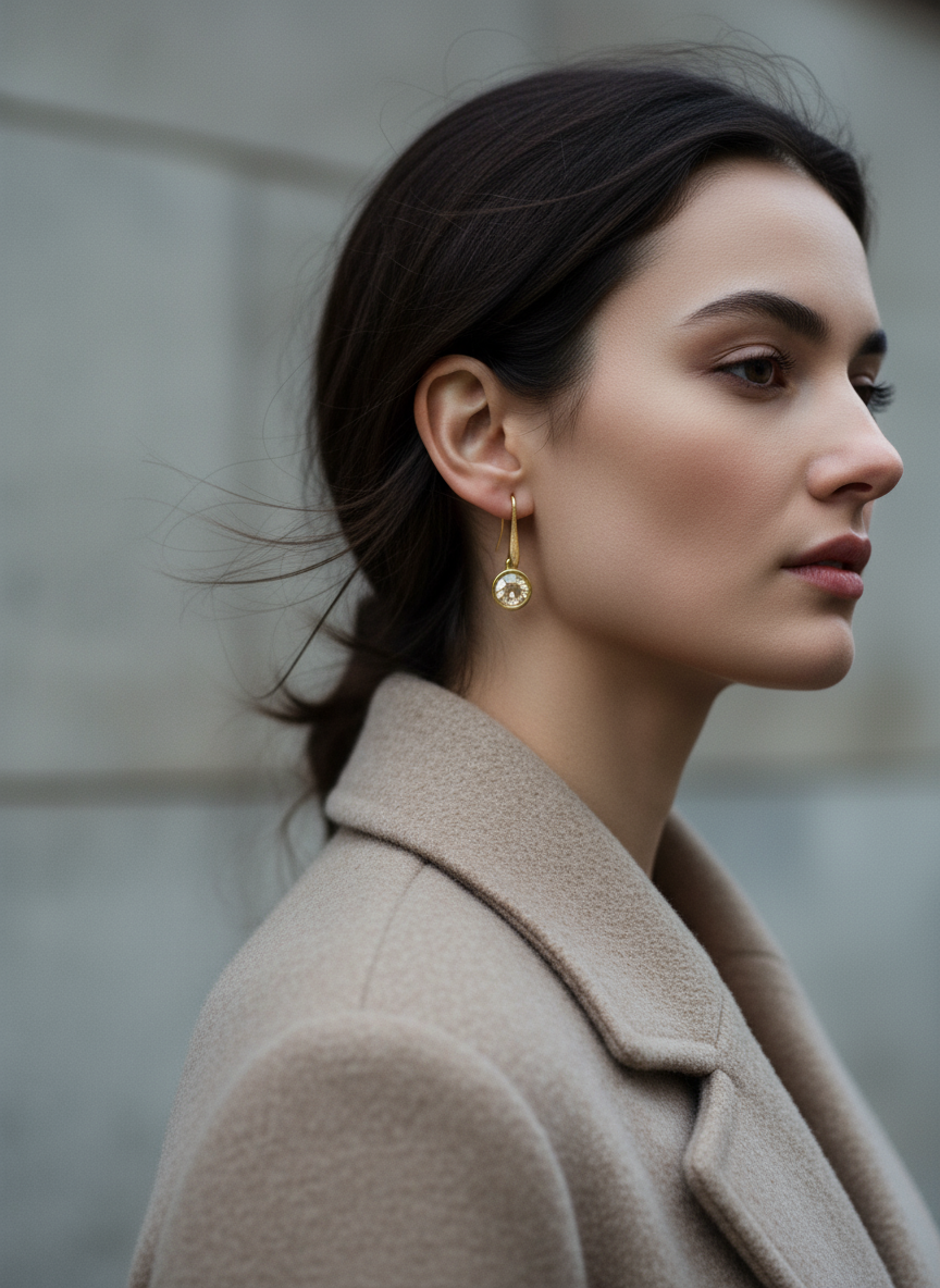 Crystal Dot Earrings – επίχρυσα σκουλαρίκια με κρύσταλλο 3 εκ. – So Cute by Dimi