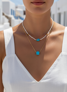 Χειροποίητο κολιέ με ατσάλινη αλυσίδα και γυάλινο charm κύβο σε διάφορα χρώματα.| So Cute by Dimi