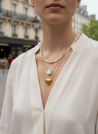 Χειροποίητο κολιέ με ατσάλινη αλυσίδα και γυάλινο charm κύβο σε διάφορα χρώματα.| So Cute by Dimi