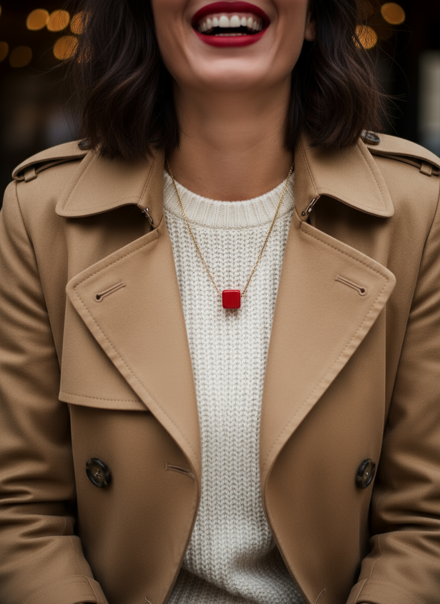 Χειροποίητο κολιέ με ατσάλινη αλυσίδα και γυάλινο charm κύβο σε διάφορα χρώματα.| So Cute by Dimi