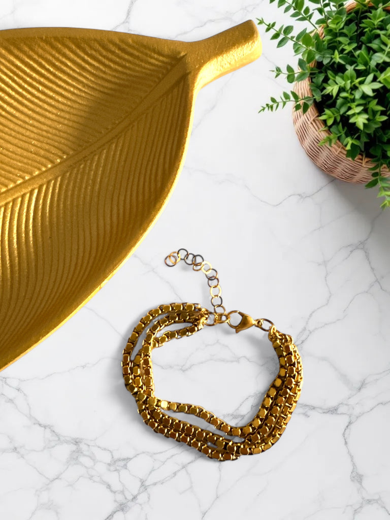 “Golden Trio Bracelet” – Τρίσειρο Χρυσό Βραχιόλι