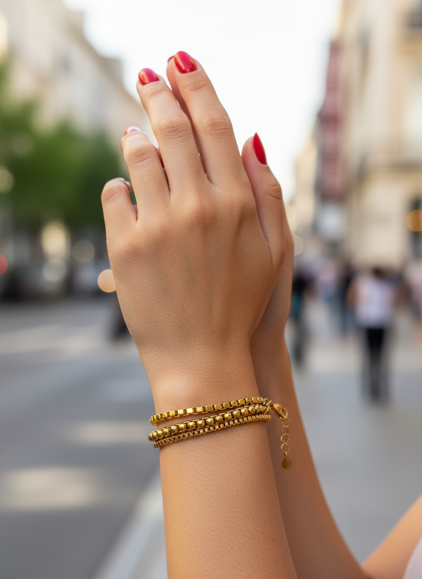 “Golden Trio Bracelet” – Τρίσειρο Χρυσό Βραχιόλι - So Cute by Dimi