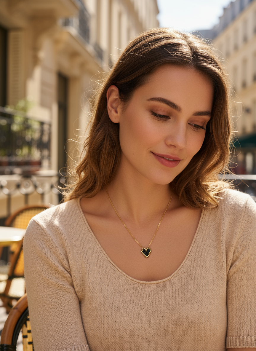 Heartbit – Κολιέ με Miyuki Καρδιά & Ατσάλινη Αλυσίδα - So Cute by Dimi