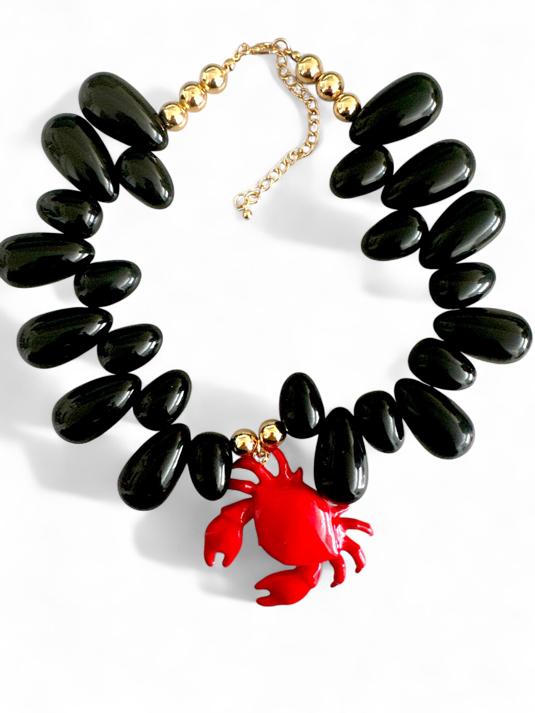 Crabby Chic – Statement κολιέ με χάντρες & κόκκινο καβούρι - So Cute by Dimi