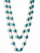 Rosario Turquoise – Ατσάλινο Κολιέ με Χαολίτη σε Ασήμι & Χρυσό - So Cute by Dimi