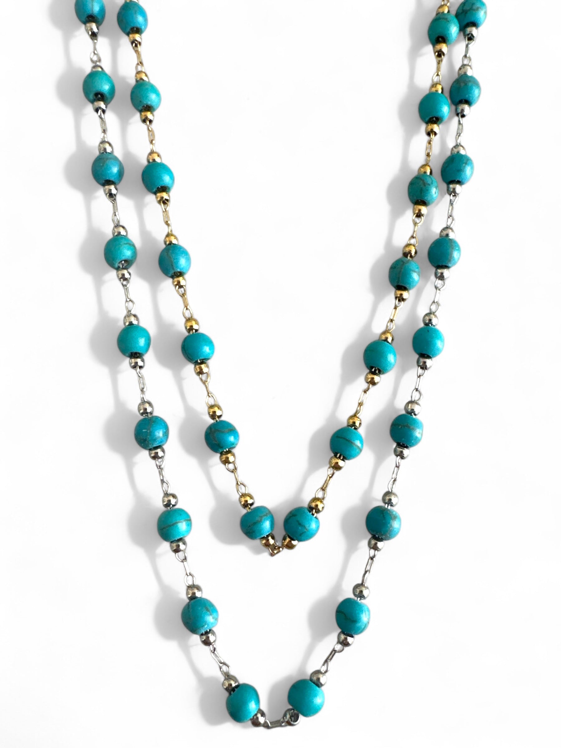 Rosario Turquoise – Ατσάλινο Κολιέ με Χαολίτη σε Ασήμι & Χρυσό - So Cute by Dimi