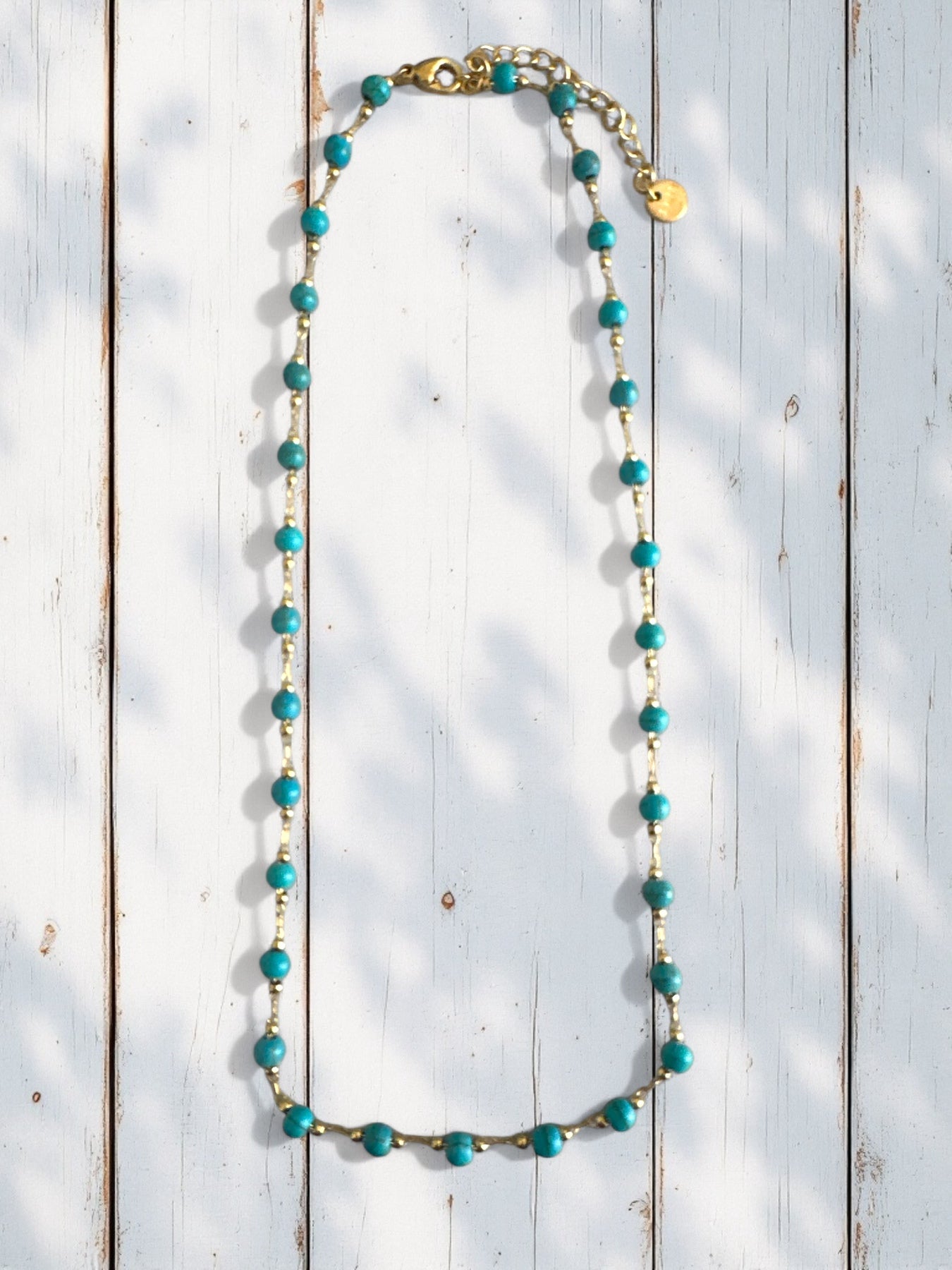 Rosario Turquoise – Ατσάλινο Κολιέ με Χαολίτη σε Ασήμι & Χρυσό - So Cute by Dimi