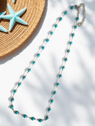 Rosario Turquoise – Ατσάλινο Κολιέ με Χαολίτη σε Ασήμι & Χρυσό - So Cute by Dimi