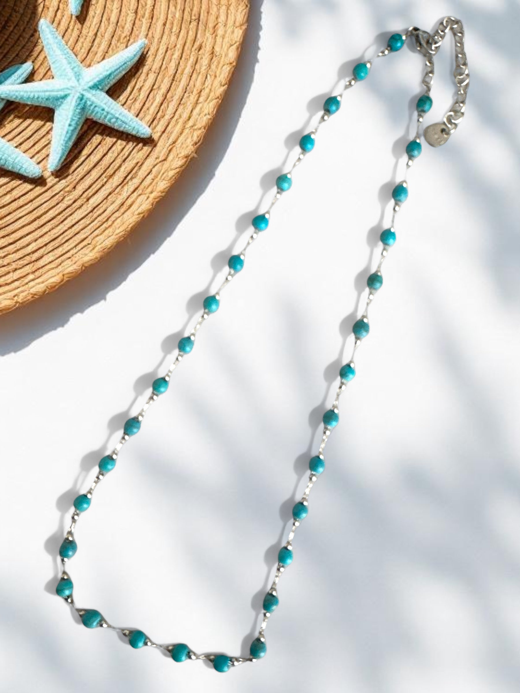 Rosario Turquoise – Ατσάλινο Κολιέ με Χαολίτη σε Ασήμι & Χρυσό - So Cute by Dimi