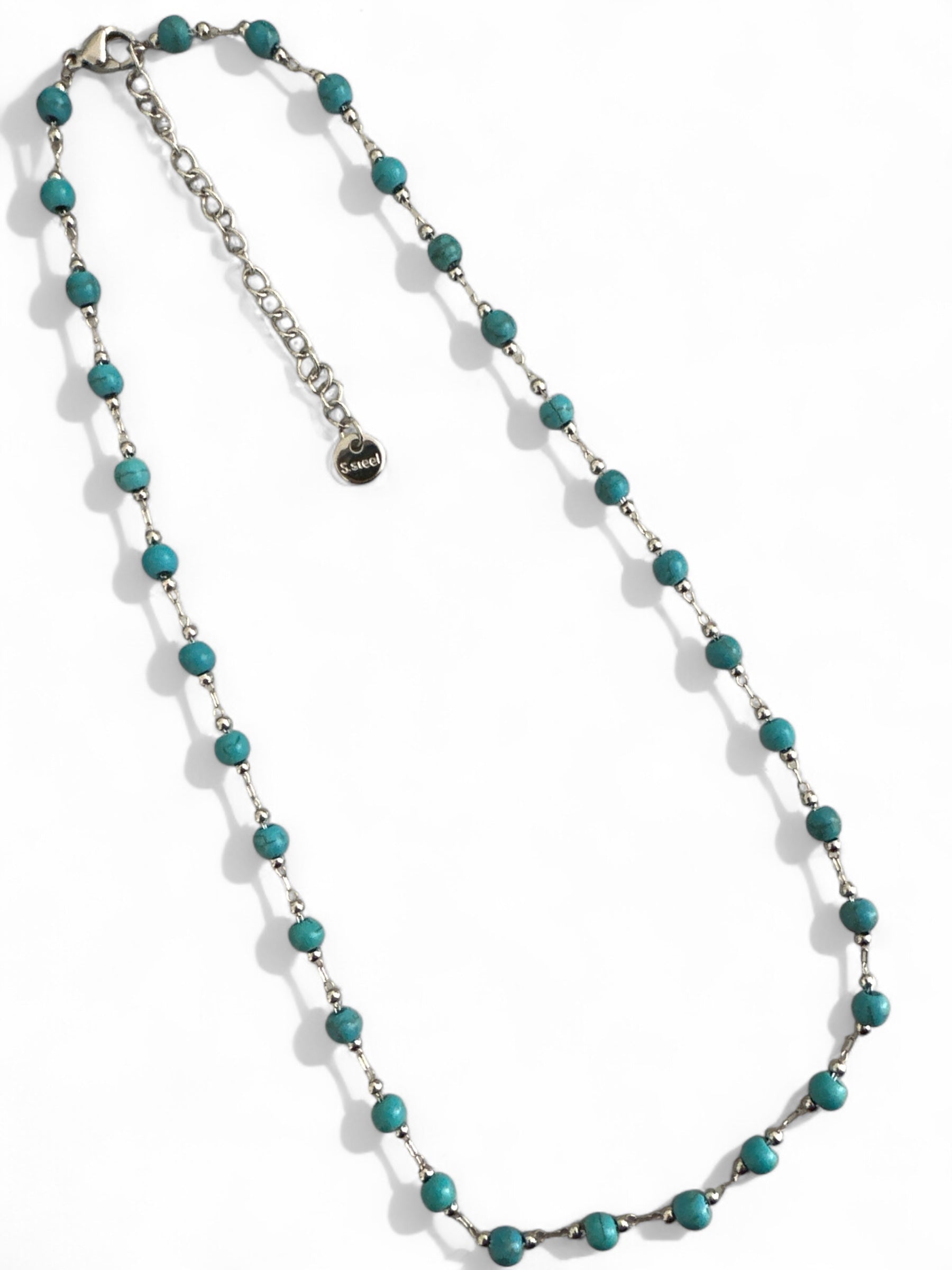Rosario Turquoise – Ατσάλινο Κολιέ με Χαολίτη σε Ασήμι & Χρυσό - So Cute by Dimi