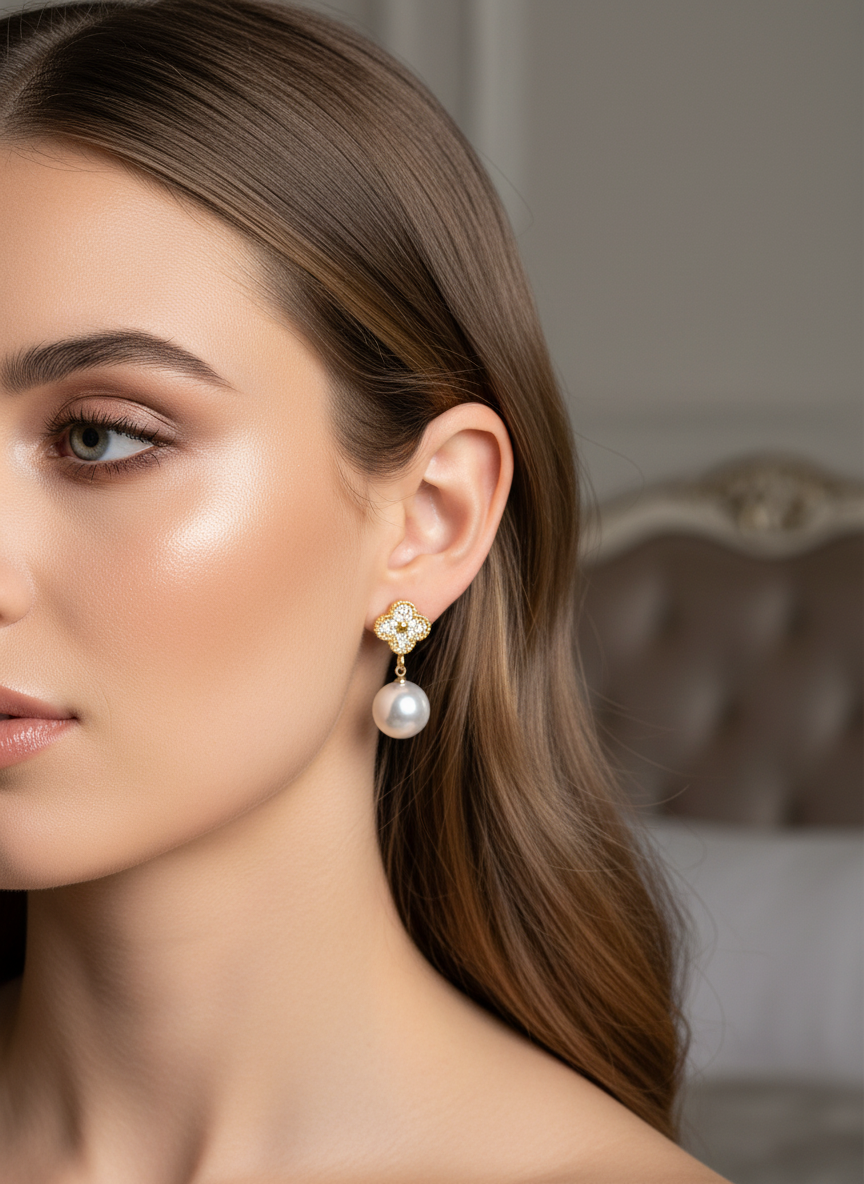 Ατσάλινα Σκουλαρίκια με Πέρλα και Ζιργκόν | So Cute By Dimi