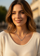 Ατσάλινo κολιέ με στρας σε χρυσό ή ασημι χρώμα και μοτίφ οβάλ -So Cute by DImi