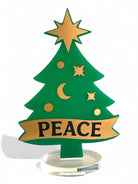 Επιτραπέζιο γούρι Christmas Pop Peace Tree από plexiglass σε σχήμα δέντρου με banner PEACE – So Cute by Dimi