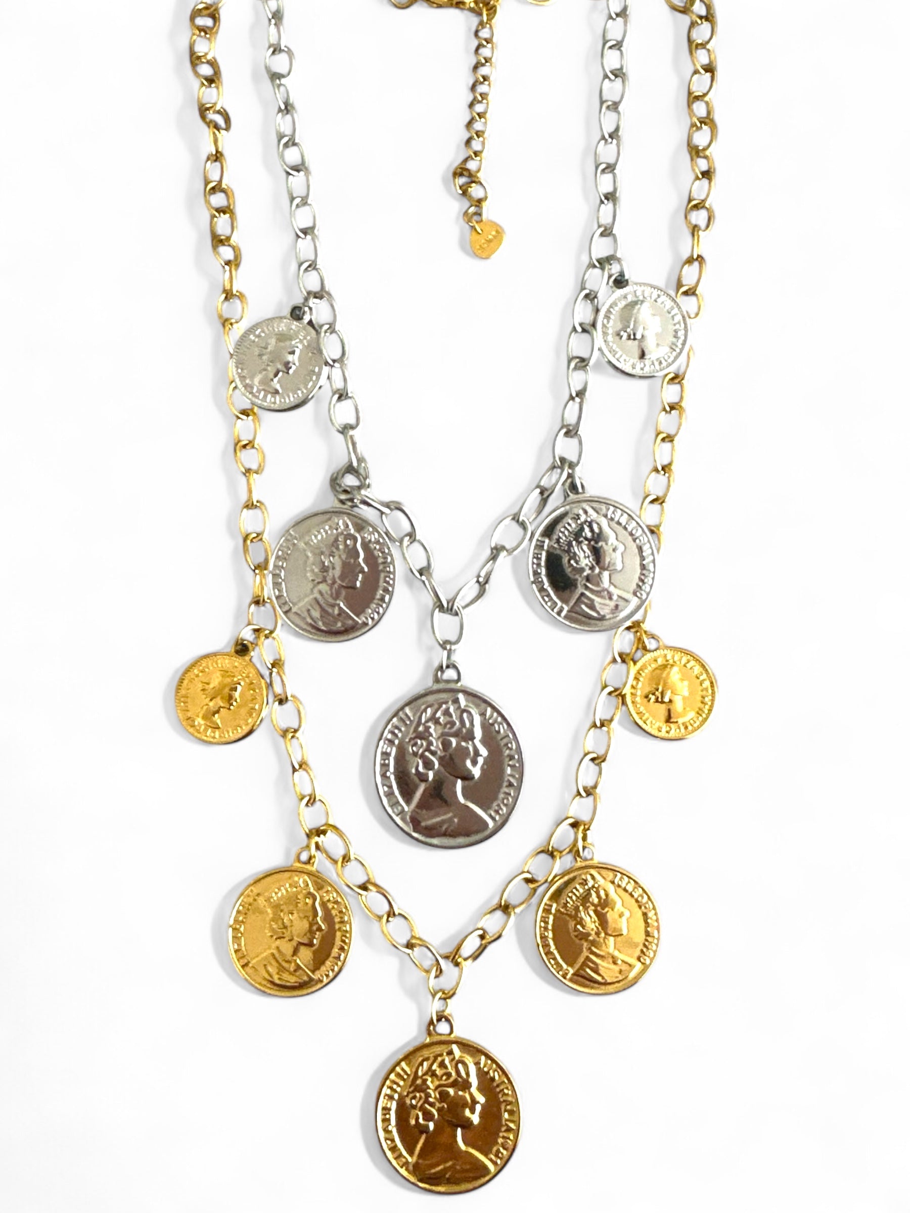 Κολιέ Royal Coins ατσάλινο με νομίσματα σε χρυσό και ασημί φινίρισμα