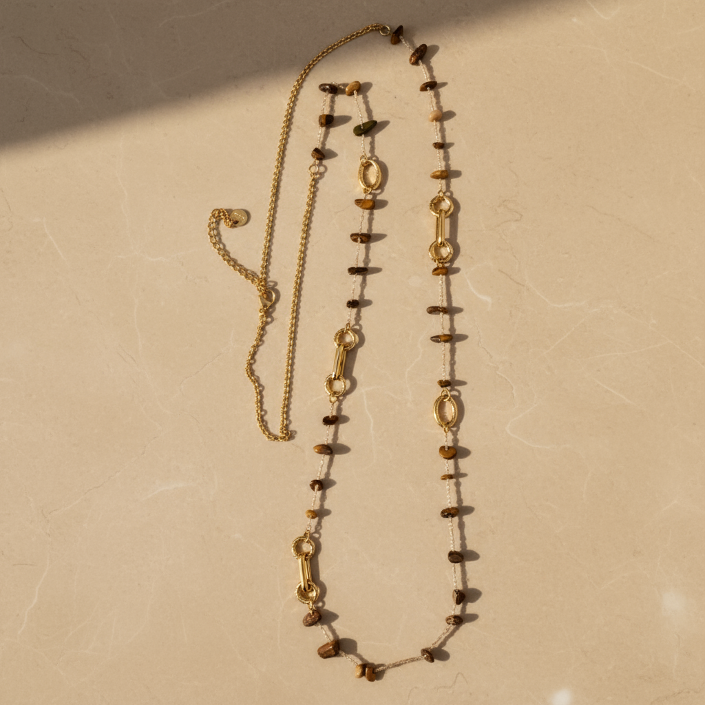 Ατσάλινο Κολιέ με Ημιπολύτιμες Πέτρες | So Cute by Dimi