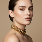 Ατσάλινο τσόκερ Steel Shine με οβάλ χάντρες  So Cute by Dimi