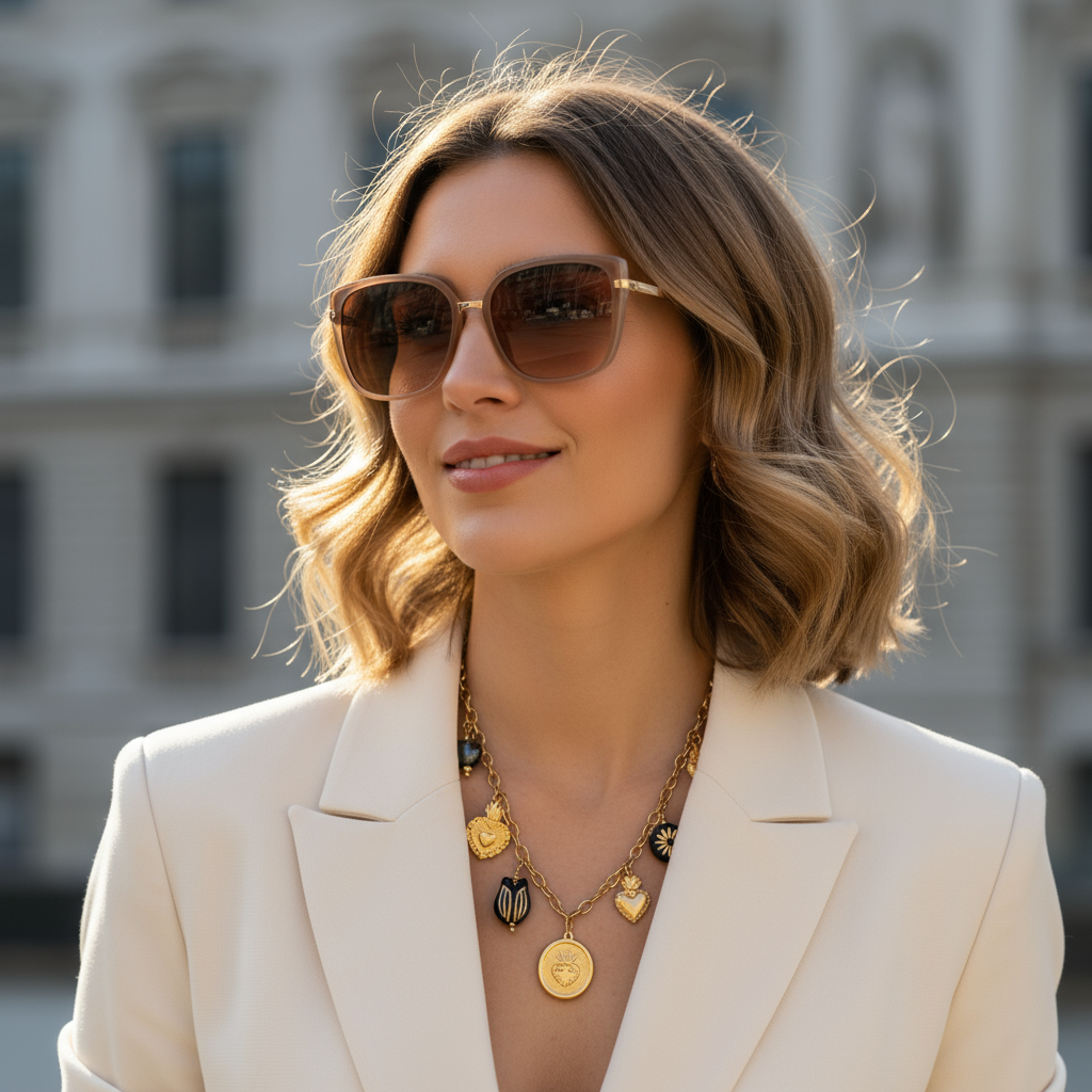 Ατσάλινο κολιέ με χρυσά και μαύρα charms – So Cute by Dimi