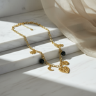 Ατσάλινο κολιέ με charms και χάντρες μαύρο – So Cute by Dimi