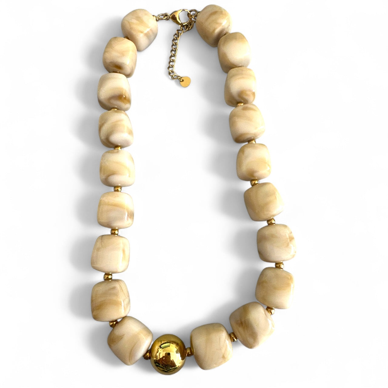 Square Beads Necklace – Κολιέ με Τετραγωνισμένες Χάντρες & Χρυσή Λεπτομέρεια - So Cute by Dimi