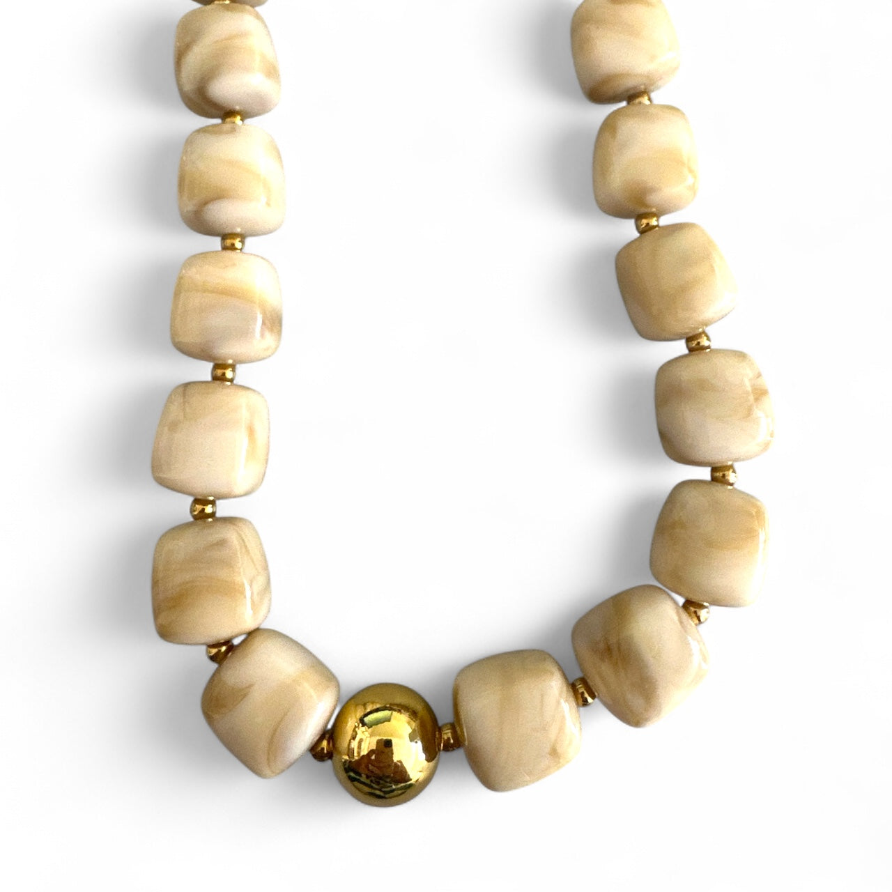 Square Beads Necklace – Κολιέ με Τετραγωνισμένες Χάντρες & Χρυσή Λεπτομέρεια - So Cute by Dimi