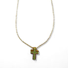 Emerald Cross ατσάλινο κολιέ με μίνι σταυρό και πράσινα ζιργκόν – So Cute by Dimi