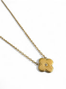 Lucia Clover Necklace – Ατσάλινο Κολιέ με Τετράφυλλο Μοτίφ & Ζιργκόν - So Cute by Dimi