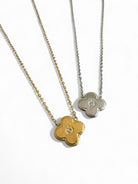 Lucia Clover Necklace – Ατσάλινο Κολιέ με Τετράφυλλο Μοτίφ & Ζιργκόν - So Cute by Dimi